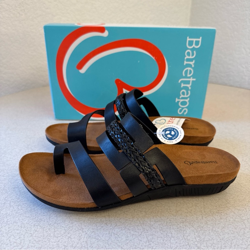 Baretraps Women’s Jorry Woven Slide Toe Loop Sandals Size 10 M Black
